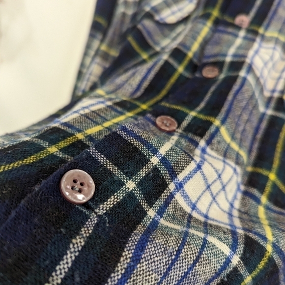 JC Penney Vintage Wool Button Up Shirt Size Large Men 70s Flannel Black Blue - Picture 10 of 12